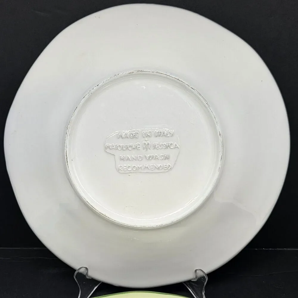 Maioliche Jessica Italy Set Of 2 Green On White 11 3/4
